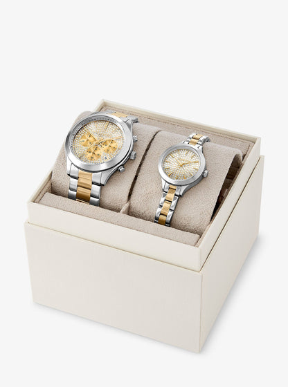 Aspyn His and Hers Pavé Two-Tone Watch Set